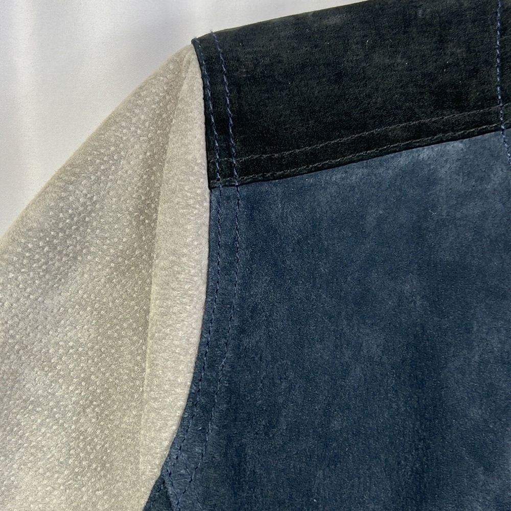 Chaser Moto Jacket Womens Medium Genuine Suede Color Block Collarless Full Zip - Picture 8 of 11